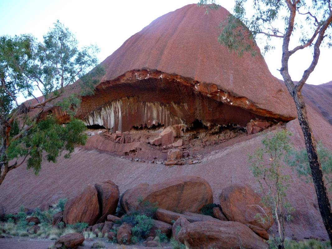 In the beginning, Uluru rocks in the Red Centre were grey, but after a thousand years, the minerals were washed away and the red color is caused by iron rusting in the rock.