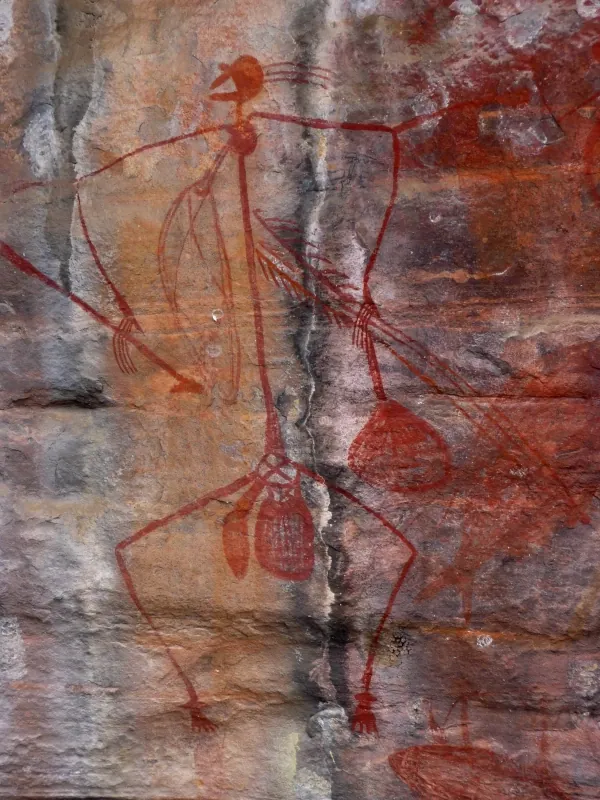  The majority of the paintings in the Ubirr Aboriginal rock art gallery date back 1,500 years. They show a variety of foods such as fish, waterfowl, mussels, wallabies, goannas, echidnas, and yams.Northern Territory Australia