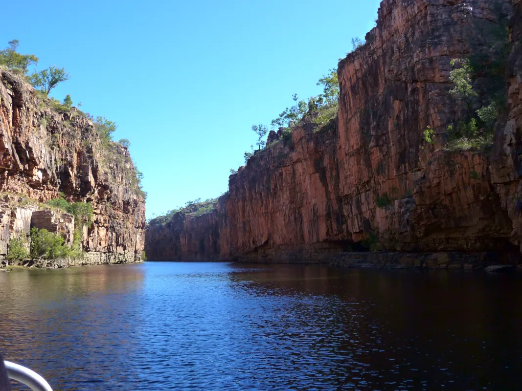 As you head further into the Gorge, the rock face walls become more striking.  The cliff where Jedda, an Aboriginal girl, and Joe, a half-caste, jump to their deaths in the 1955 movie 'Jedda.' Katherine, Australia