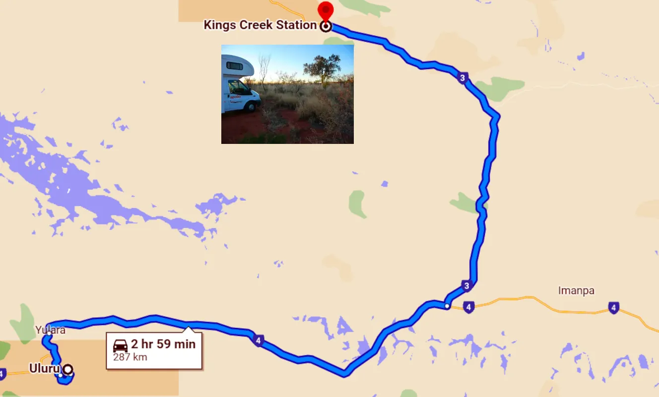 From Kata Tjuta we drove to Kings Creek Station A cattle station with an area of 2,200 sq kilometres, with a range of accommodation options, and a shop for food.Camel riding, helicopter flying, and other activities are also available.