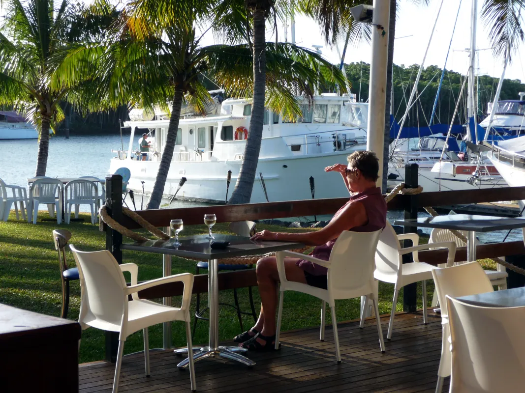 In the evening, we walked to the Wharf and had drinks or dinner at one of the restaurants or clubs. This time, we were at Port Douglas Yacht Club.