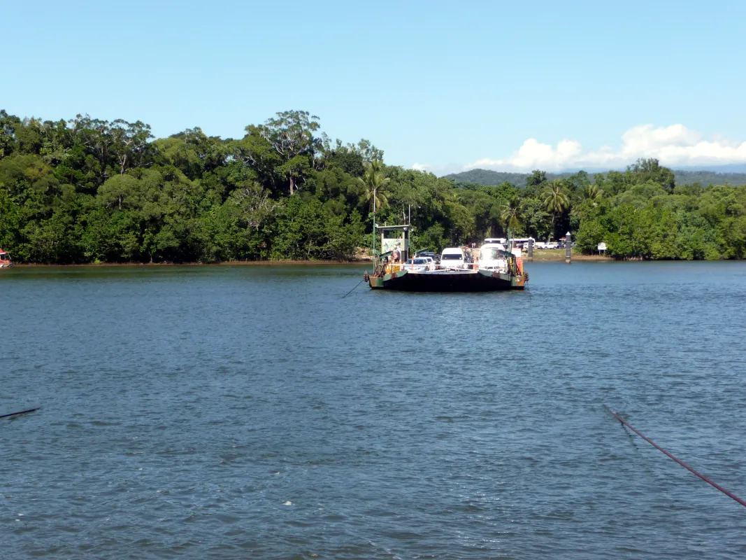 The Daintree Ferry provides vehicle and foot passenger access across the Daintree River, connecting the northern Daintree Rainforest and Cape Tribulation with the rest of Far North Queensland.