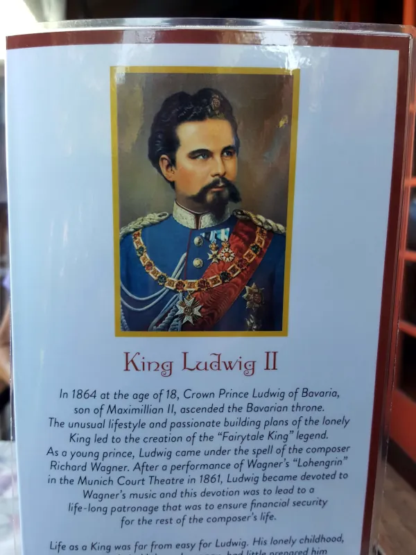 Then, after strolling in the Mary Cairncross Scenic Reserve, we went to King Ludwig's Restaurant and Glasshouse Mountain Bar King Ludwig II.  Named after King Ludwig II of Bavaria, also known as the "Fairy Tale King. Ludwig, well-known for commissioning the construction of extravagant buildings, including the famous Neuschwanstein Castle. 