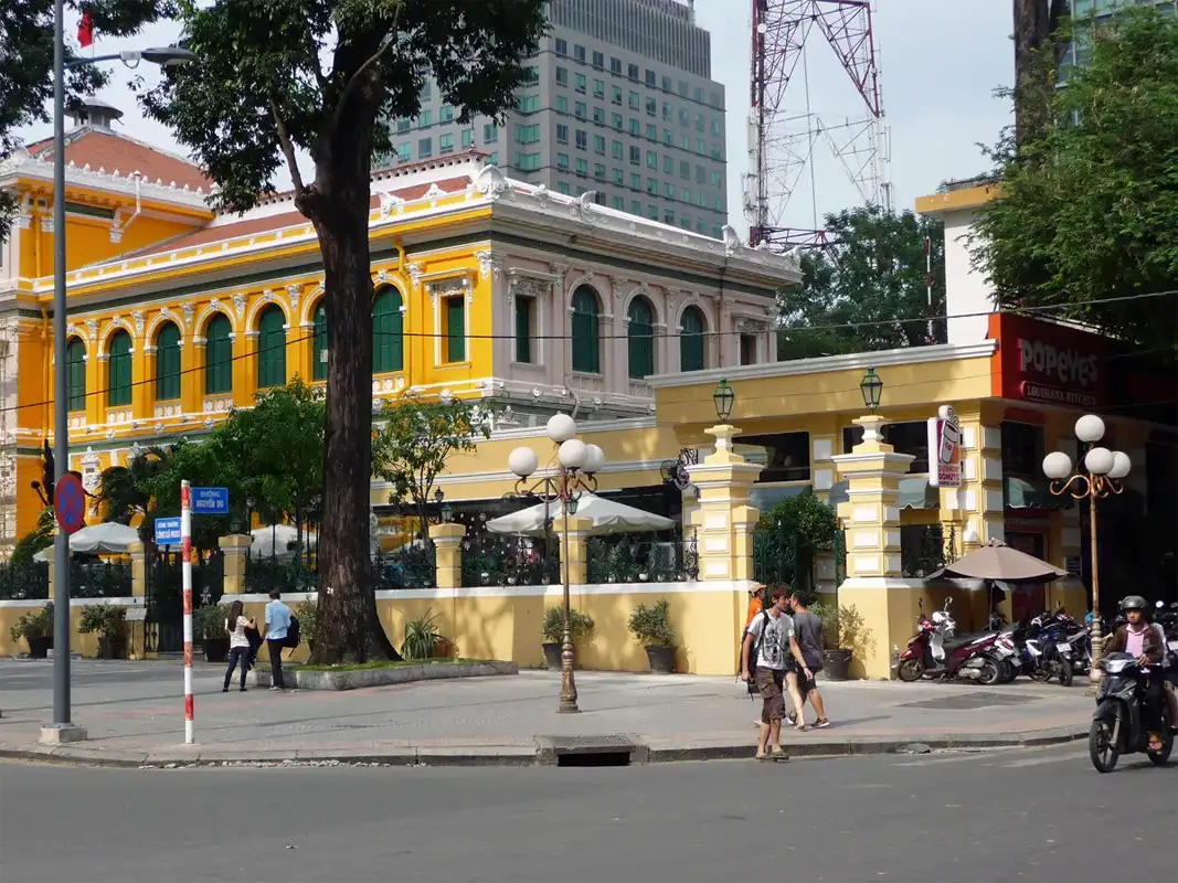 There are many lovely buildings from the French colonial period in Saigon. This is the main post office.