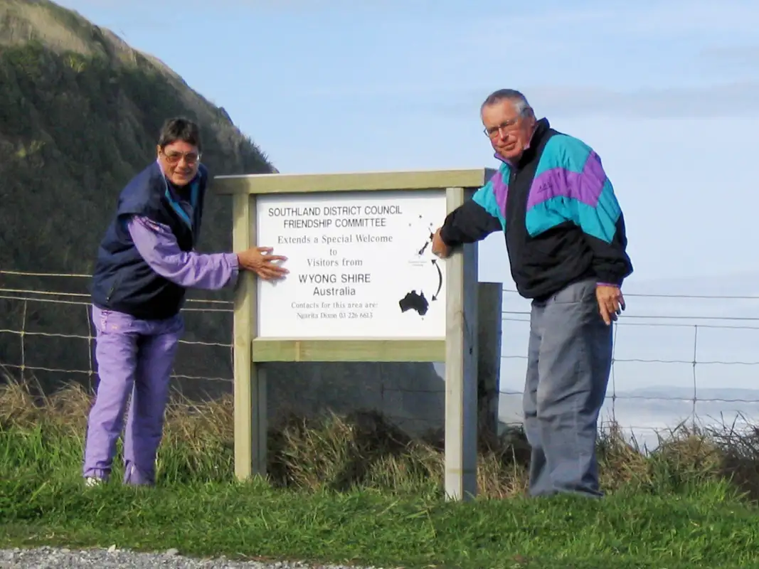 We drove from Te Anau to the Catlins, a very remote area where we found a welcome sign. We played tennis in Wyong, NSW, Australia. South Island , New Zealand