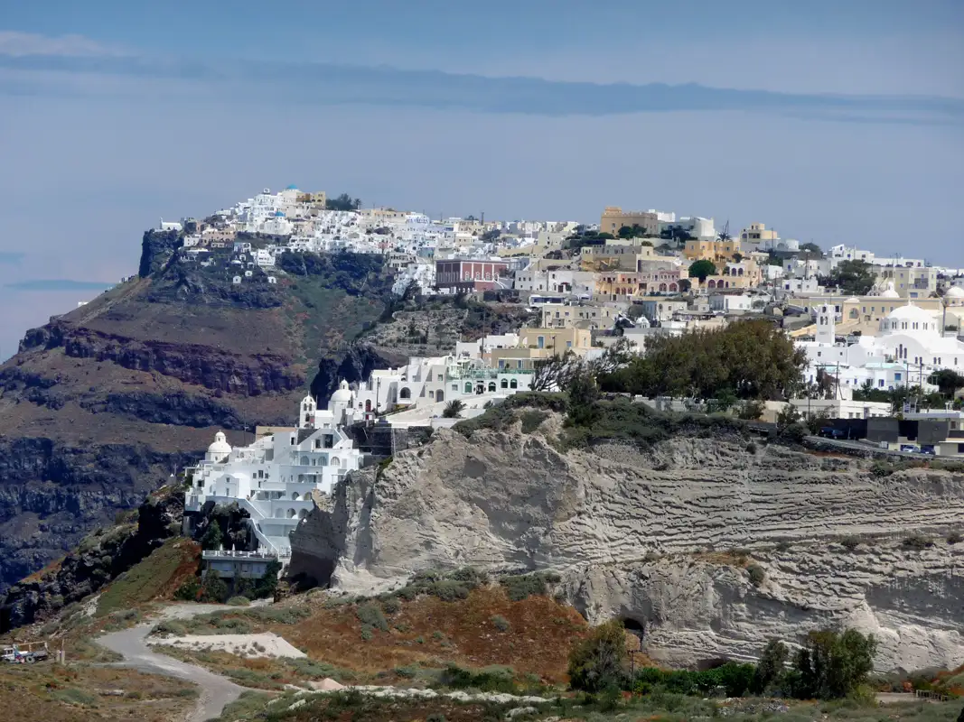 Unfortunately, the ferry from Piraeus to Santorini was cancelled twice. It was due to a strike. Finally, we made it. The ferry took six hours to reach the magnificent island of Santorini.