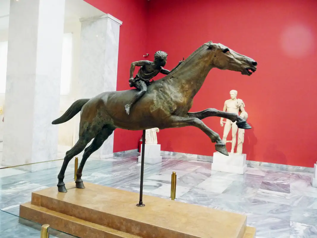 After the Ancient Agora, we went to the National Archaeological Museum. It has the most ancient Greek treasures. Jockey of Artemision, a huge bronze figure from circa 140 BC.