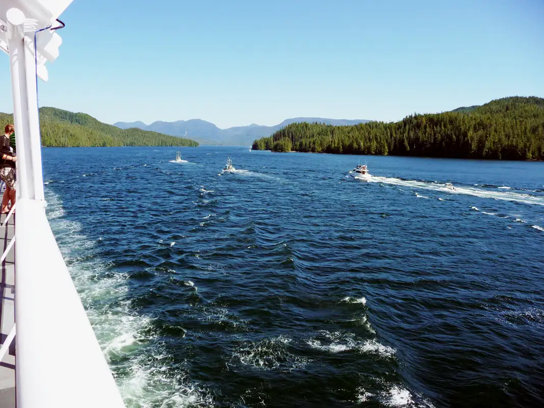 The view was breathtaking, and the ferry sometimes had to steer through narrow channels of the inside passage.