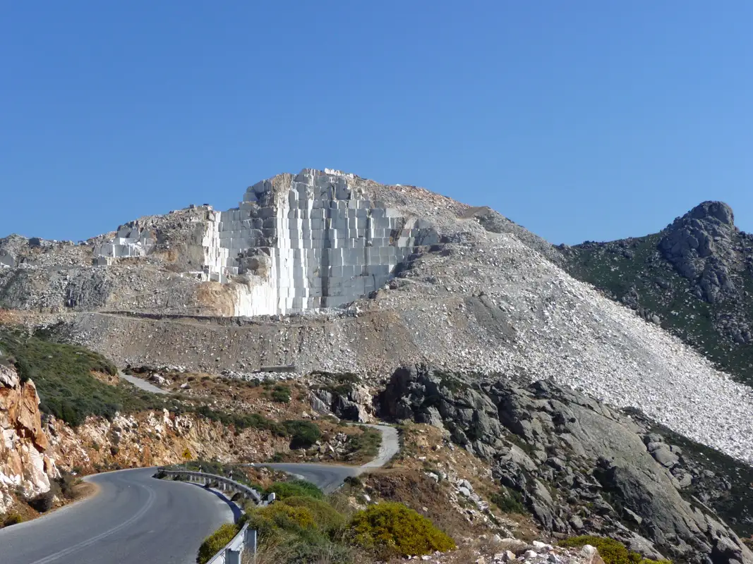 Finally, on our tour through the rural part, we visited the marble quarry. The famous Mount Zas marble production began in 550 BC and was used to build the ancient Olympia and Acropolis.