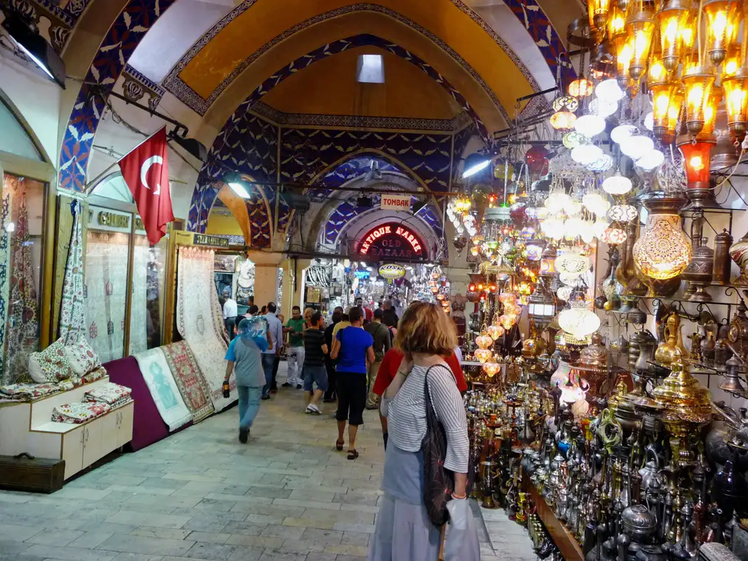 While in Istanbul, you must visit the Grand Bazaar in Istanbul. The Bazaar is a city in the city with 4000 stores, a mosque, banks, a police station, and a post office.