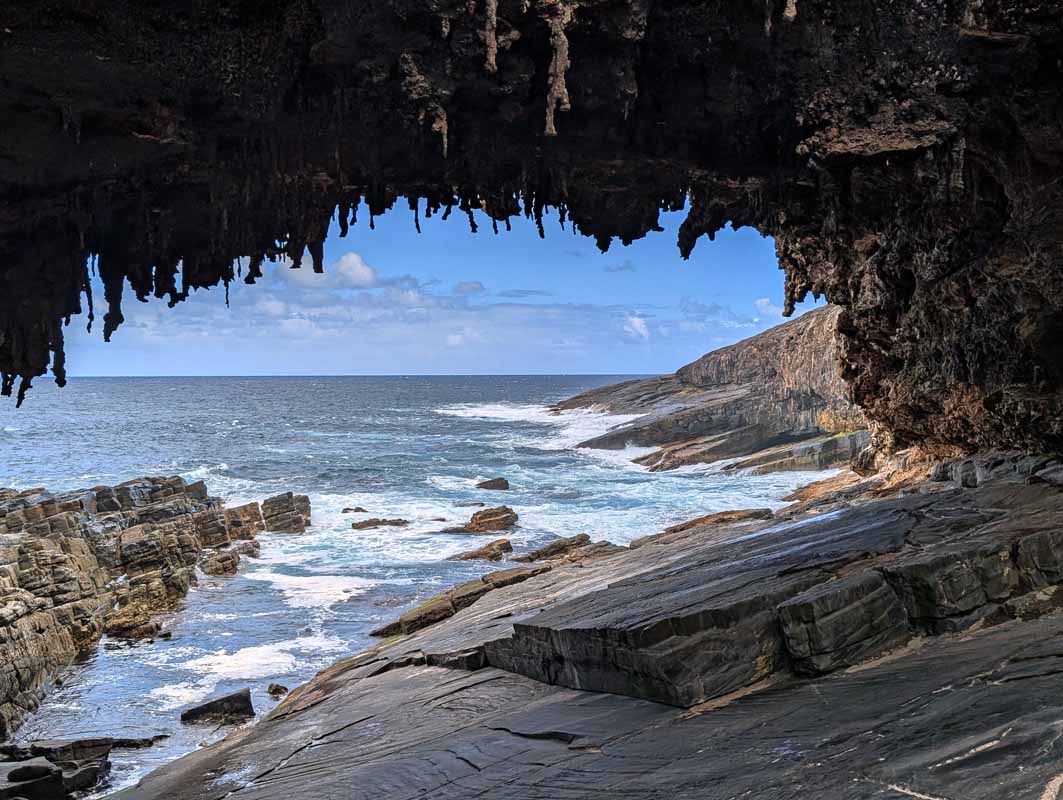 Admirals Arch with sea lions resting below, Kangaroo Island