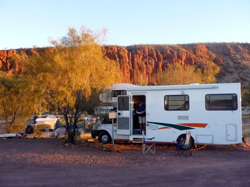 Motorhhome at at the Glen Helen Resort campground