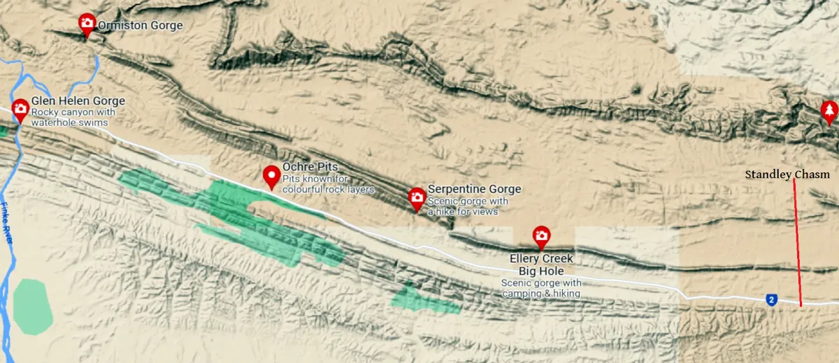 map of the West MacDonnell Ranges