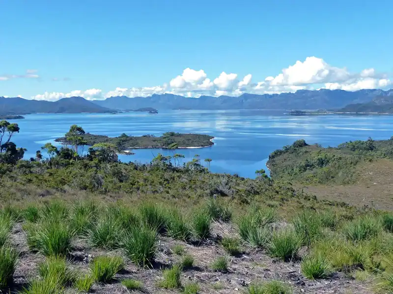 Lake Pedder pink quartzite beach Tasmania