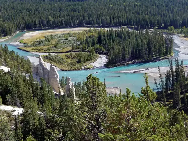 Hoodoos - combination of hard rock and soft rock - in Banff National Park