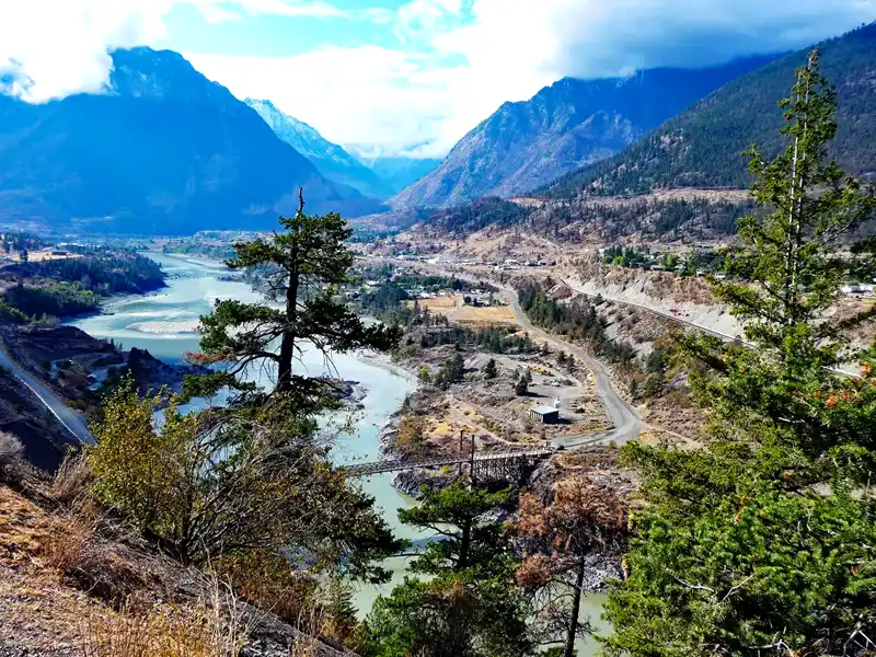 Lillooet on the banks of the Fraser River, the longest river in British Columbia, Canada.