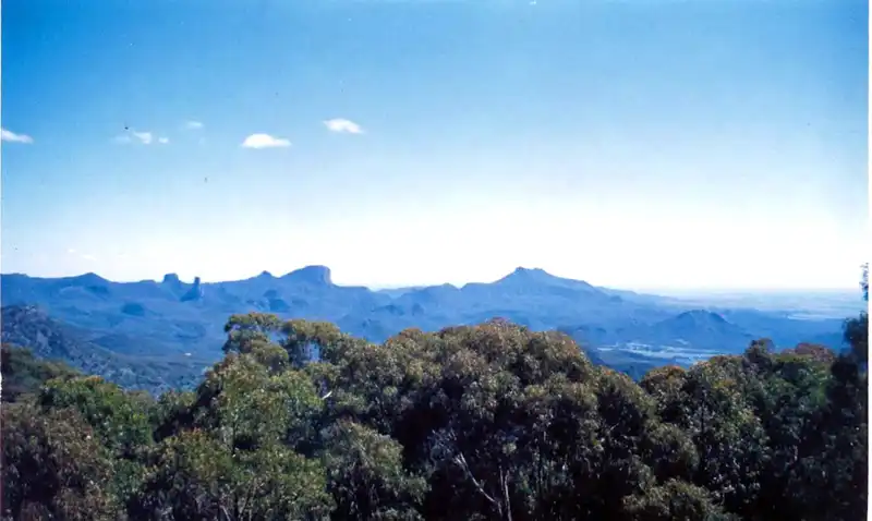 Panorama View Warrumbungle Mountains, Near near the town of Coonabarabran in NSW.
