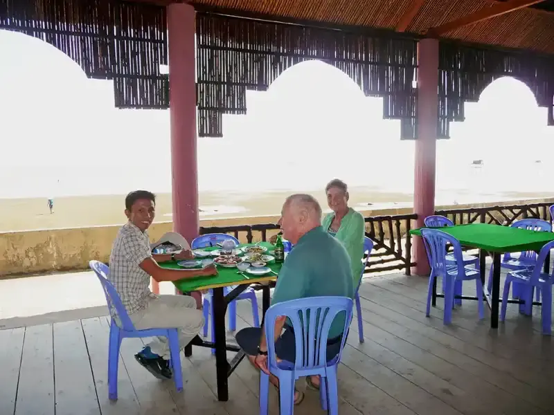 lunch with tour guide at Tan Thanh Beach, Mekong Delta, Vietnam