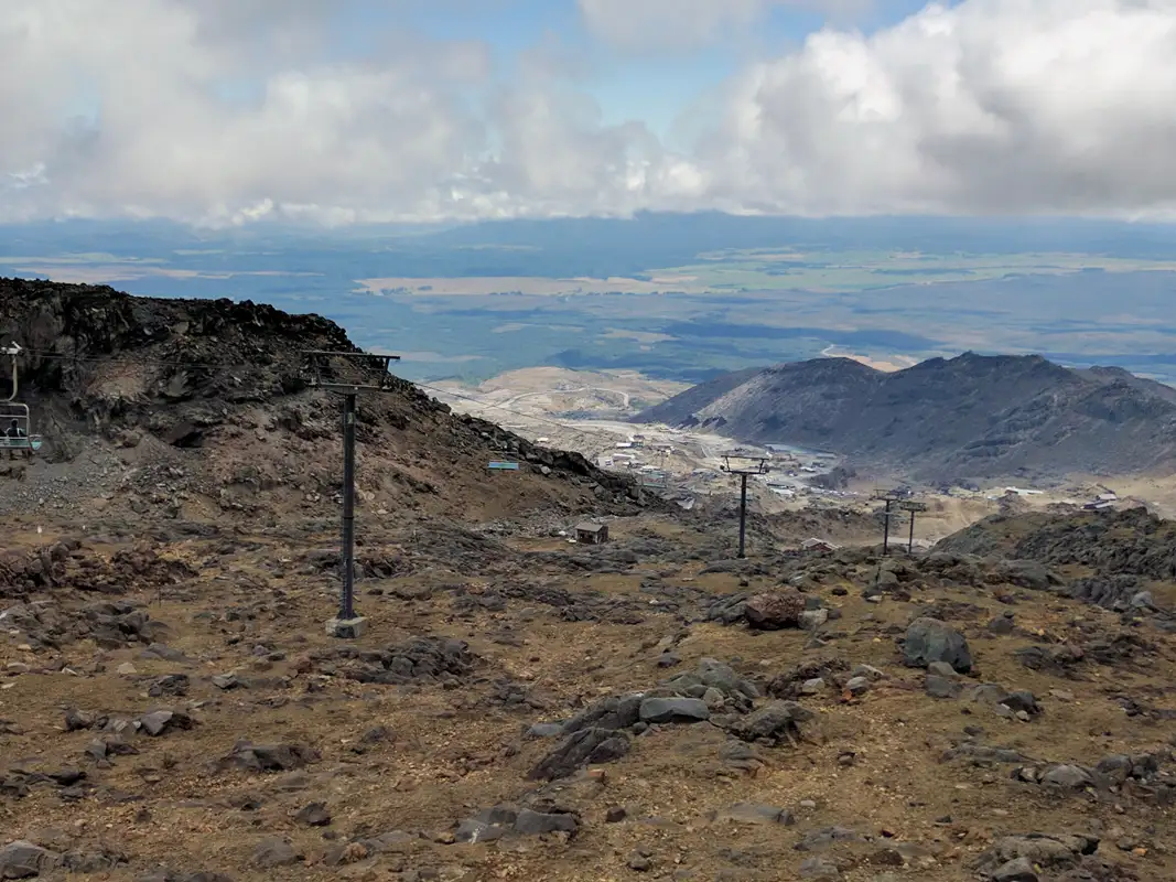 Chair lift Whakapapa village New Zealand to the Knoll Ridge Chalet which is 2020 metres above sea level