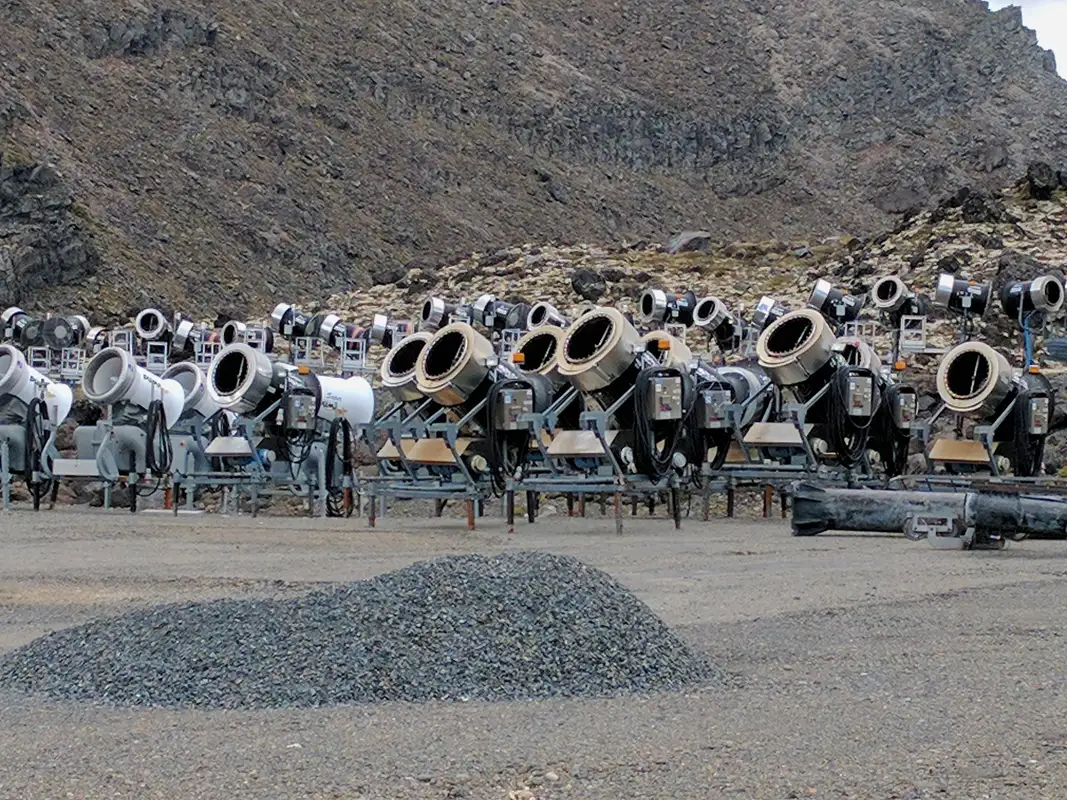 We found a secret New Zealand military depot on the road up to Whakapapa, New Zealand - Snow Cannons