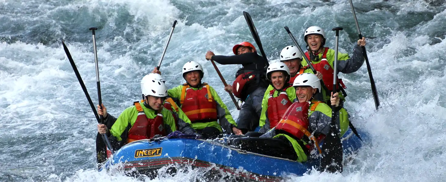 grade 3 rafting through the churning White water Turangi, North Island , New Zealand