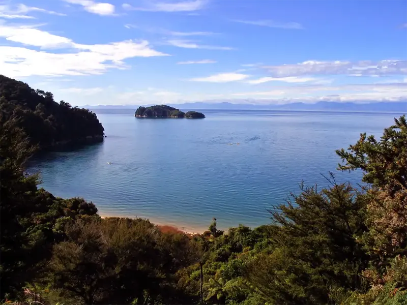 Water views while walking Tasman Abel National part trek, New Zealand