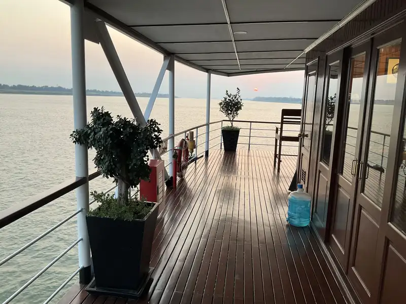 View from the bow of the Pandaw Indochina as it cruised along the mighty Mekong River.