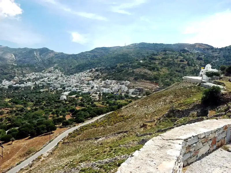 Filoti the largest village on Naxos t the buttom of Mount Zas