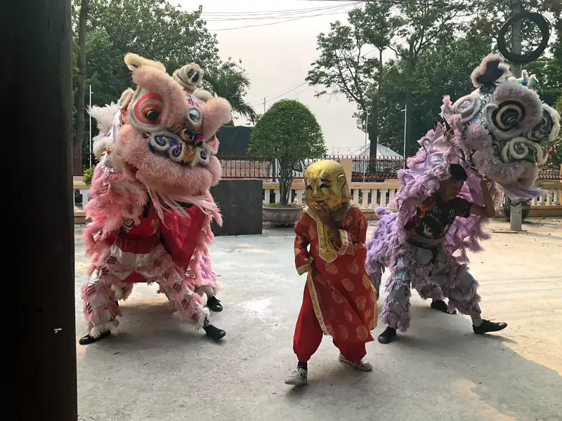 lion dance performance during an excursion, Mekomg River Cruise