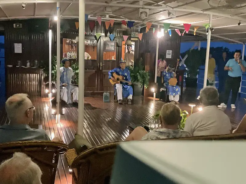 Local music band entertained guest at the Mekong River Cruise