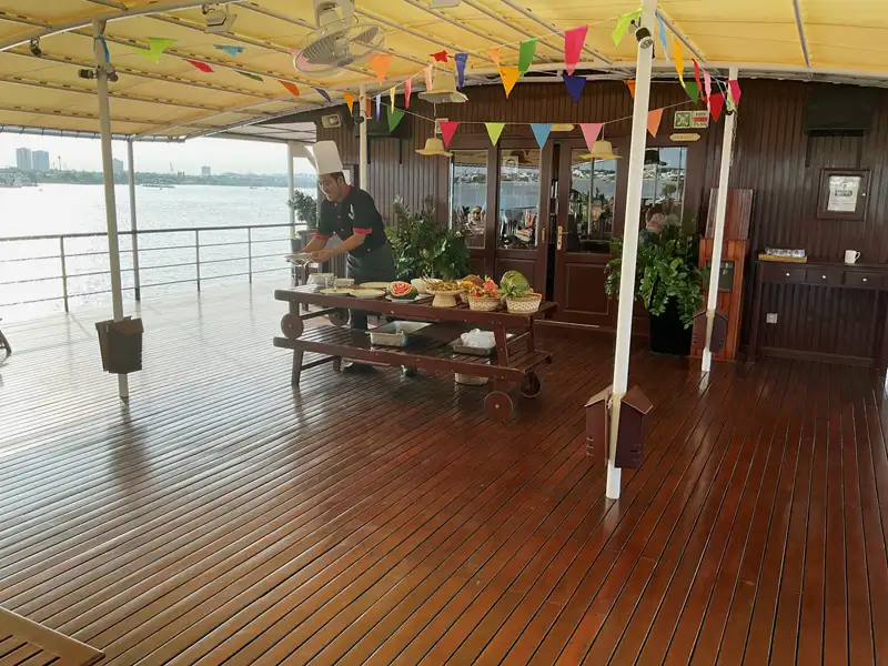 Asian cooking demostration during Mekong River Cruise, Cambodia