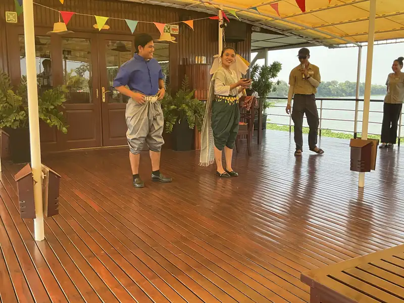 Traditional Cambodian fashion show on board the cruise ship, Cambodia