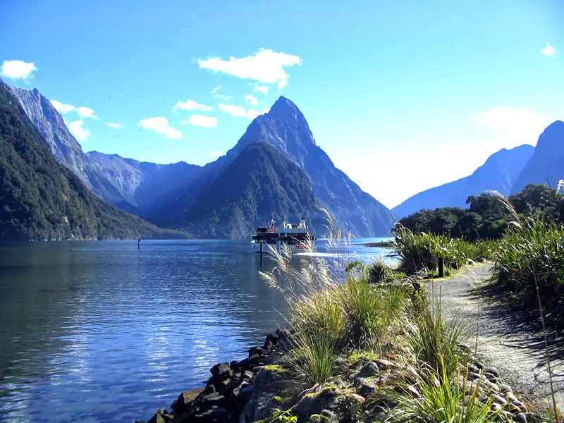 Milford Sounds with cruiseship South Island New Zealand
