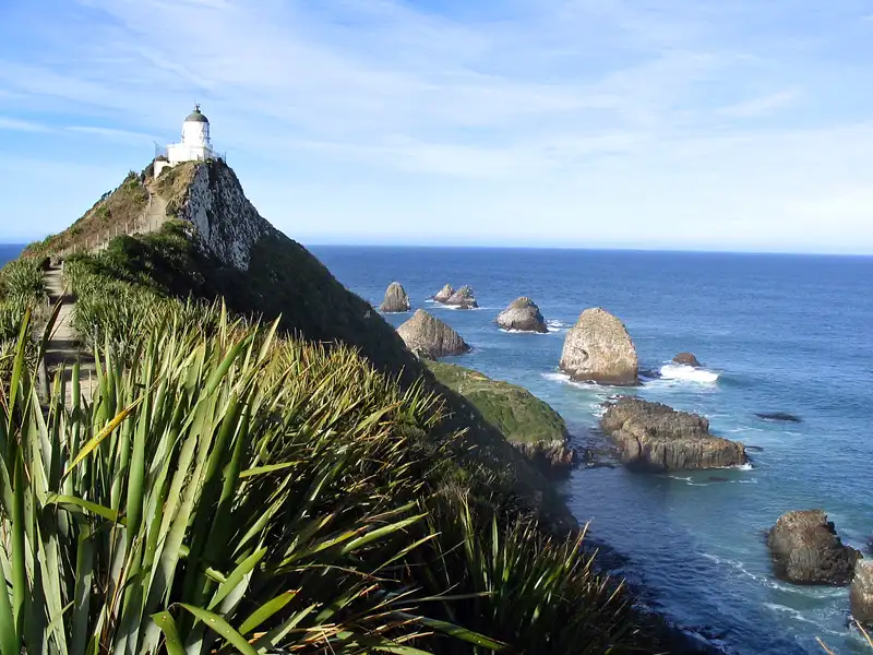 Nugget Point is one of the most spectacular viewpoints on the Catlins coast, featuring one of New Zealand's oldest lighthouses near Kākā Point.
