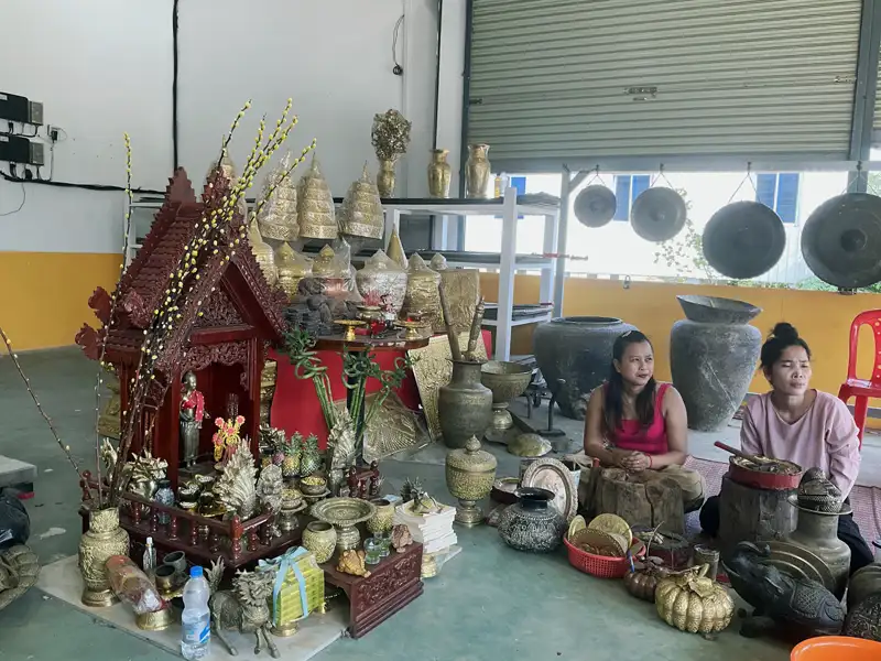 Visiting a silversmiths on a excursion on our Mekong River Cruise