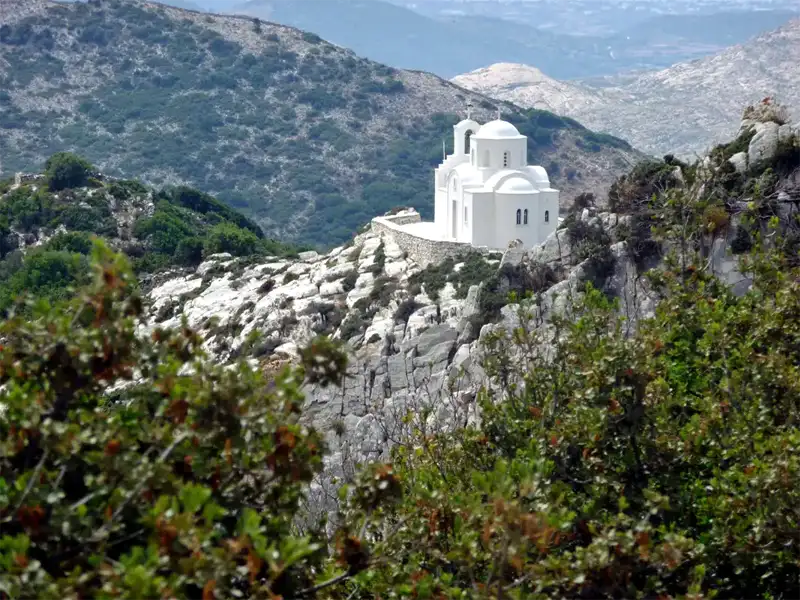 churche perched on top of a hill Island Naxos Greece