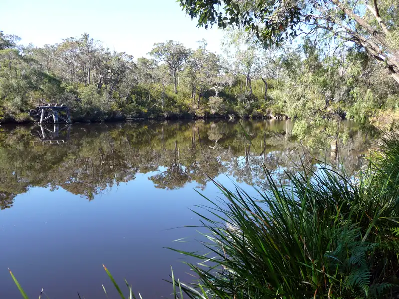 Alexandra Bridge Campground, a peaceful riverside campsite on the banks of the Blackwood River, about 35 km from Margaret River.